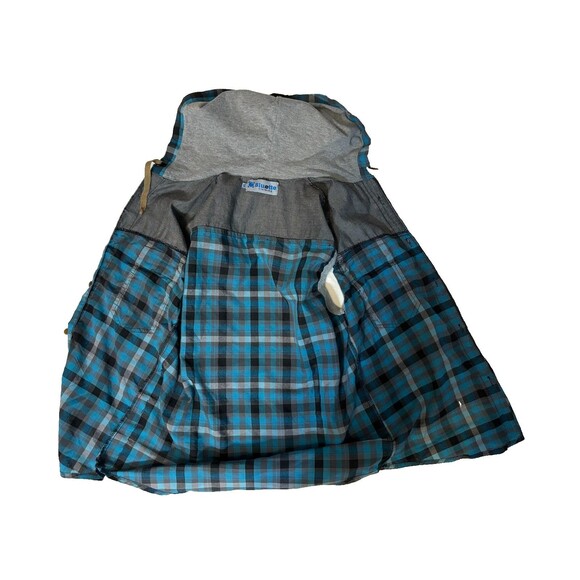 Bluette moto/grunge style sleeveless button up shirt w/hoodie size M, pre-loved - Picture 10 of 12